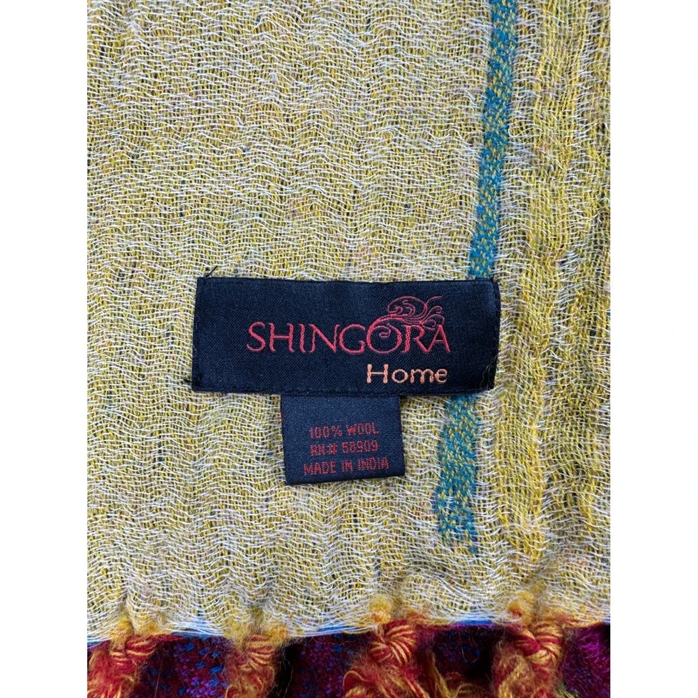 Shingora Home 100% Wool Throw Blanket Reversible Paisley Fringe Pink Gold India